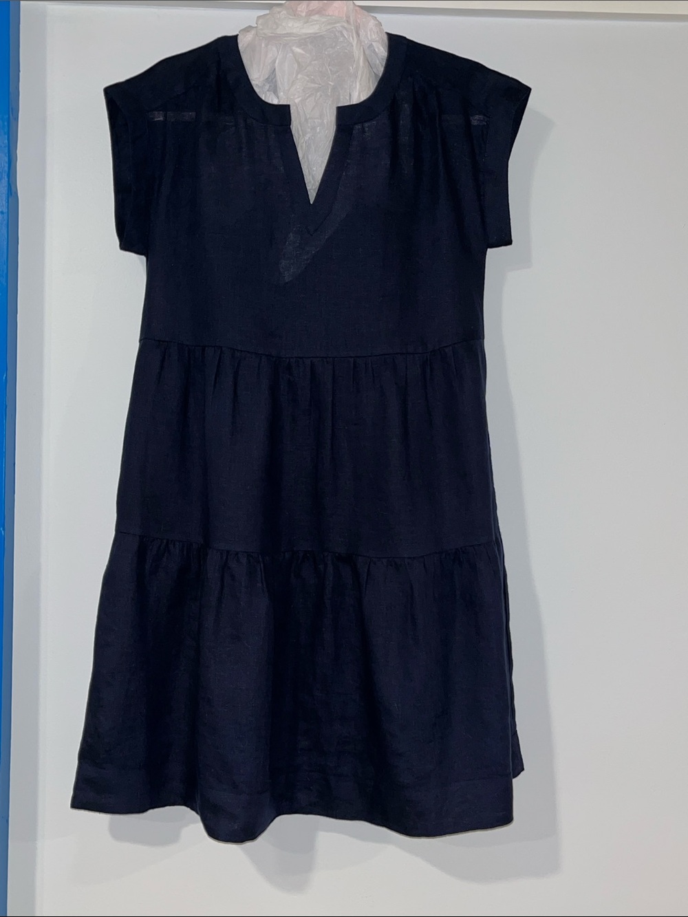 Talbots Navy Tiered  Linen Dress